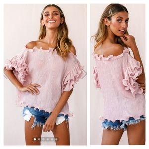 Miranda Ruffle Sleeve Top Blush